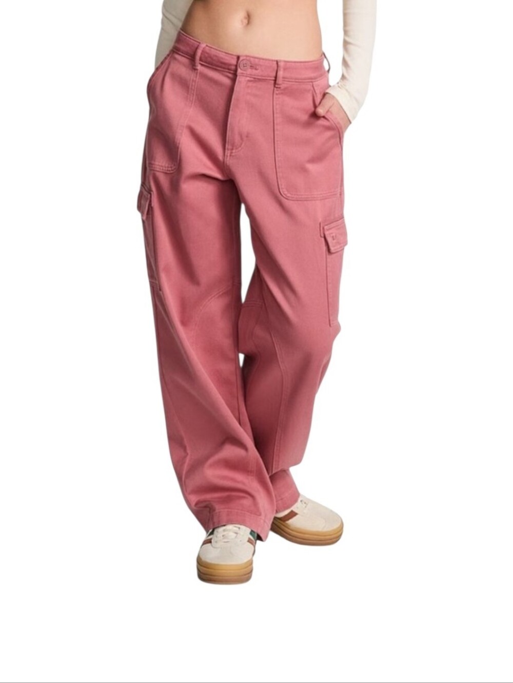 PINK Victoria's Secret Dusty Rose Cargo Pants sz L - Picture 6 of 15